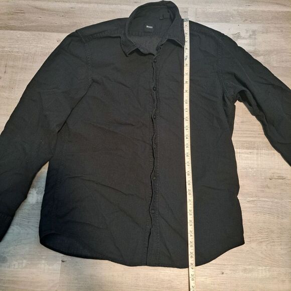 Hugo Boss Shirt Mens Large Black Button Up Long Sleeve - Picture 8 of 11